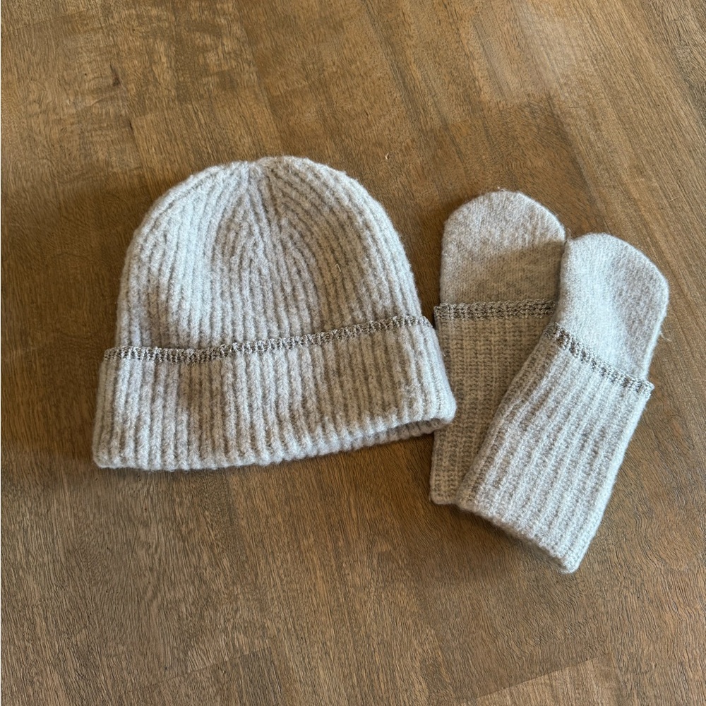 LOFT Knit Beanie and Mittens Set
